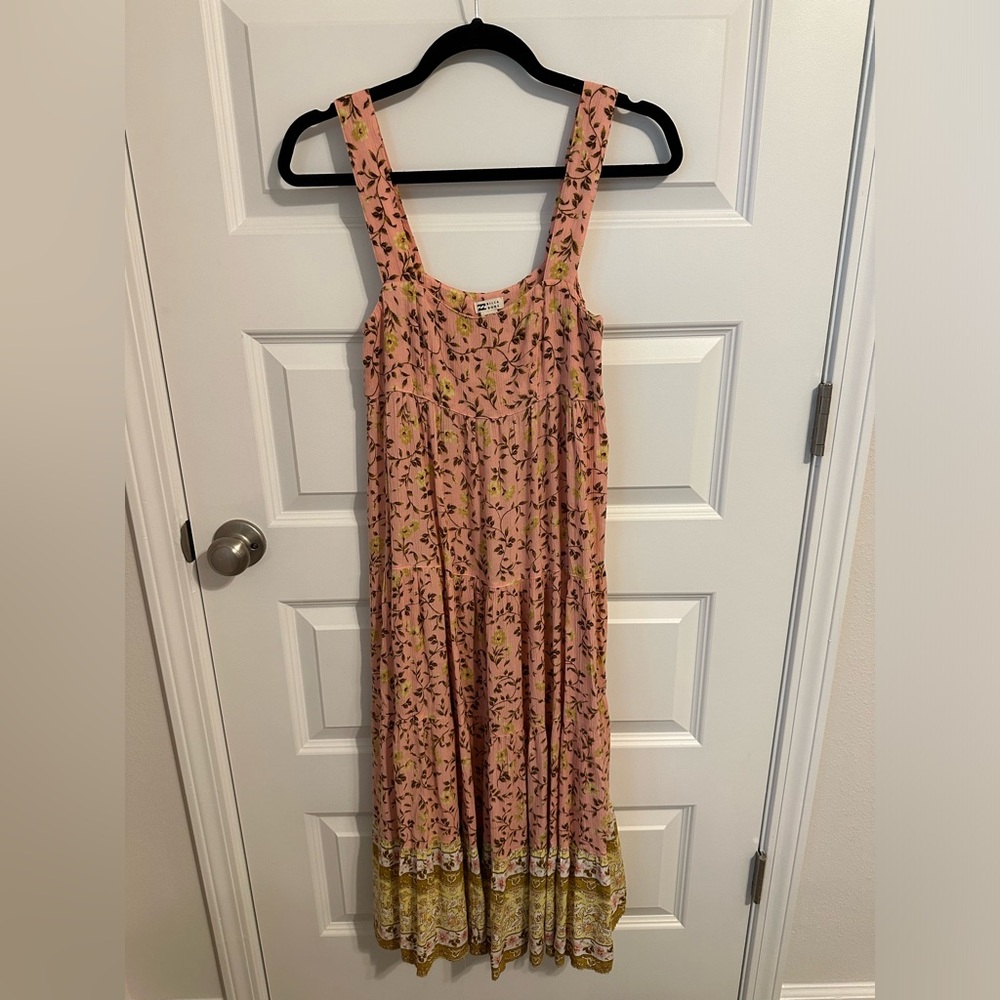 Floral Pink and Yellow Sleeveless Dress